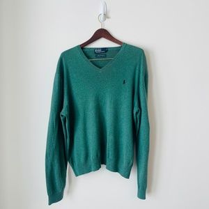 Polo by Ralph Lauren Green and Blue V-neck Sweater